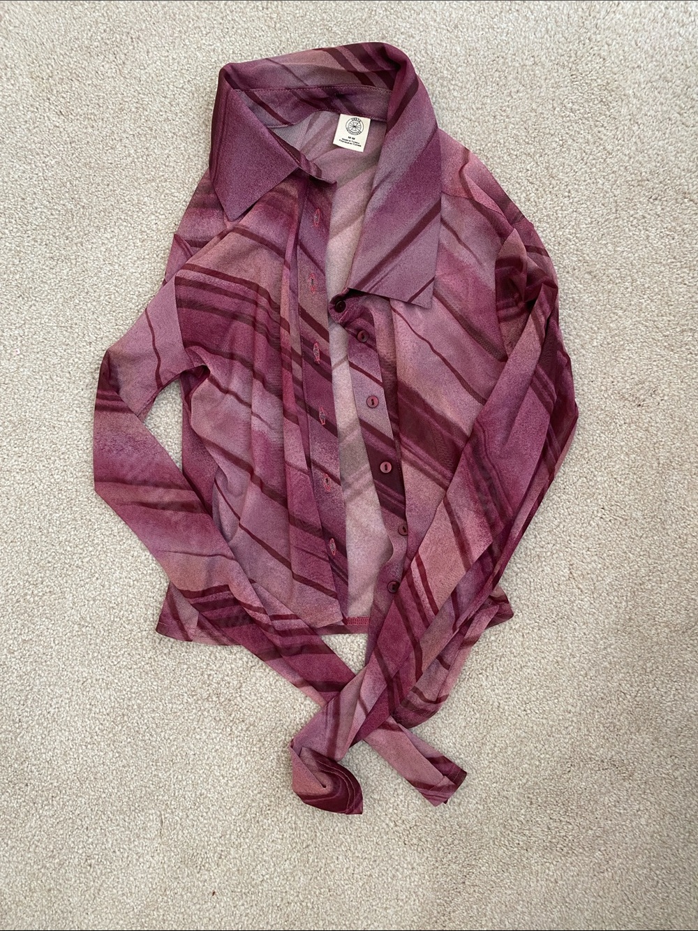 Urban Outfitters Sheer Striped Button-Down in Plum and Mauve